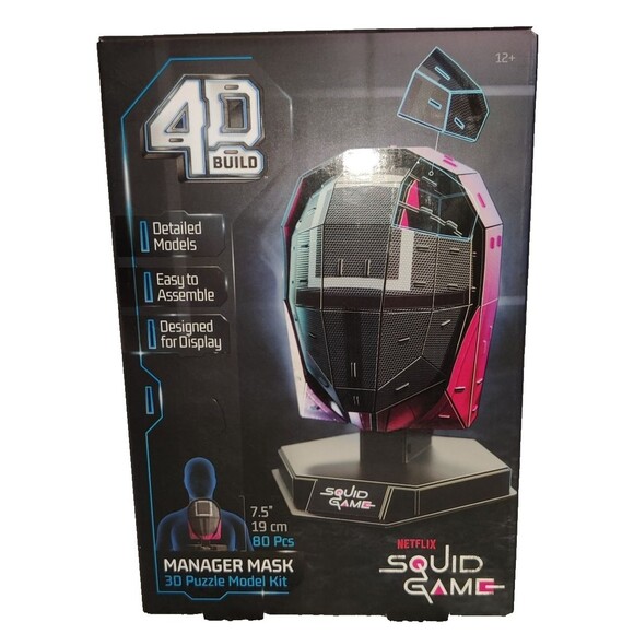 Squid Games Manager Mask 3D Model Kit 4D Build, Puzzle Netflix w Stand NEW - Picture 5 of 11